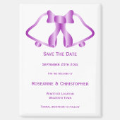 Paarse bruiloft Bewaar de datum magneet klokken li (Voorkant)