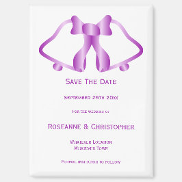 Paarse bruiloft Bewaar de datum magneet klokken li