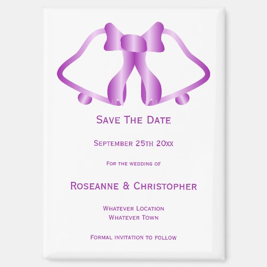 Paarse bruiloft Bewaar de datum magneet klokken li (Voorkant)