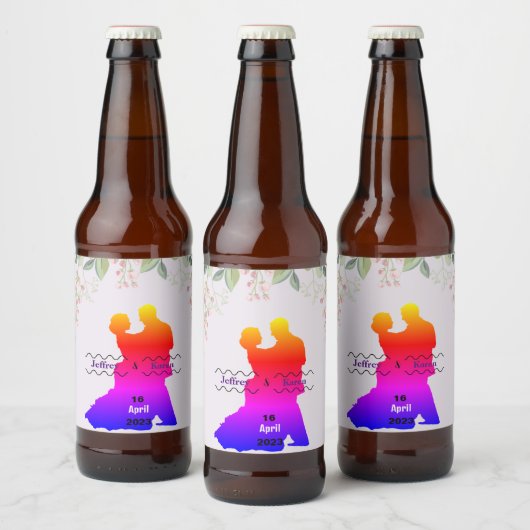 Paarse bruiloft bier etiket (Flessen)