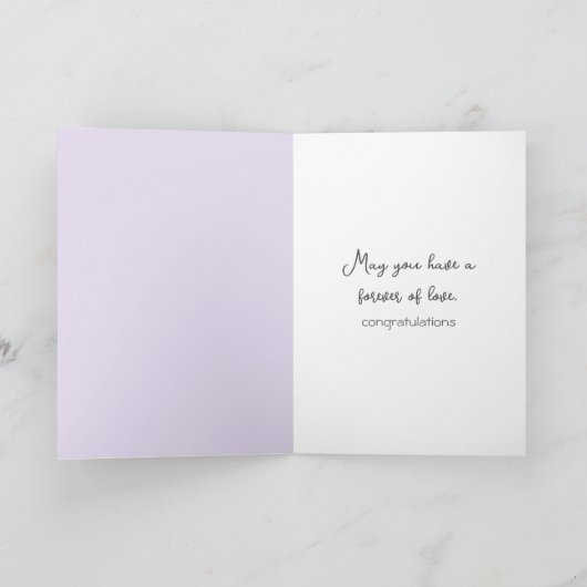 Paarse bruiloft bloemenboeket kaart (Binnen)