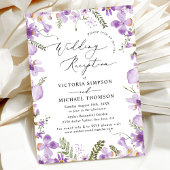 Paarse bruiloft bloemenbruiloft receptie kaart