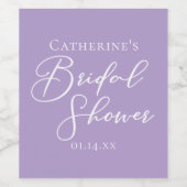 Paarse Bruiloft Bruidsshower Persoonlijk Wijn Etiket (Enkel label)
