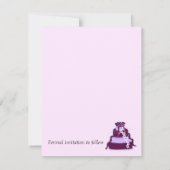 Paarse bruiloft Cake Save the Date (Achterkant)