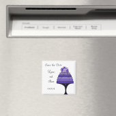 Paarse bruiloft Cake Save the Date Magneet (Insitu (Vaatwasser))