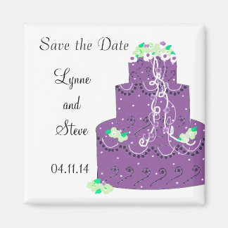 Paarse bruiloft Cake Save the Date Magneet
