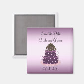 Paarse bruiloft Cake Save the Date Magneet (Voorkant / Achterkant)