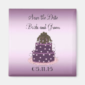 Paarse bruiloft Cake Save the Date Magneet (Voorkant)