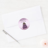 Paarse bruiloft Cake Save the Date Ronde Sticker (Envelop)