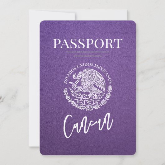 Paarse bruiloft Cancun Passport Kaart (Achterkant)