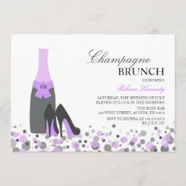 Paarse Bruiloft Champagne Brunch Uitnodiging