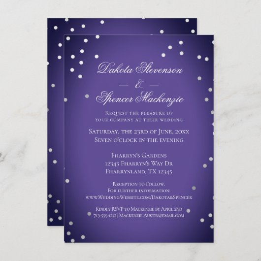 Paarse bruiloft | Chique Ultra-Violet Silver Confe Kaart (Voorkant / Achterkant)
