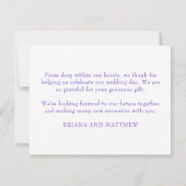 Paarse bruiloft dank u kaart (Achterkant)