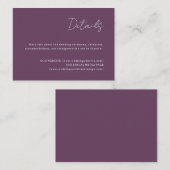 Paarse Bruiloft Details Behuizing Kaart (Voorkant / Achterkant)
