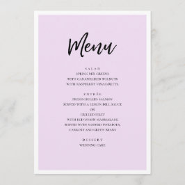 Paarse bruiloft. Eenvoudige lavendelminimalist Menu