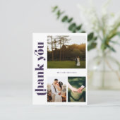 Paarse bruiloft Foto: Bedankt Briefkaart (Staand voorkant)