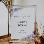 Paarse bruiloft gastenboek teken Sjabloon Kaart