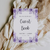 Paarse bruiloft gastenboek teken Sjabloon Kaart