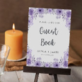 Paarse bruiloft gastenboek teken Sjabloon Kaart