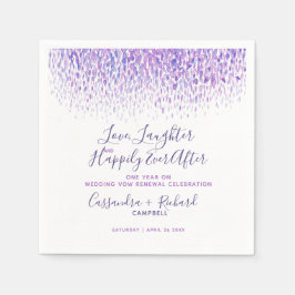 Paarse bruiloft gelofte verlenging 1 jaar op geluk servet