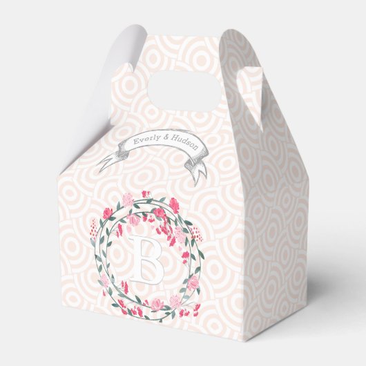 Paarse bruiloft gunst box foto's monogram namen bedankdoosjes (Voorkant Zijde)