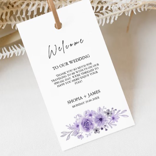 Paarse bruiloft gunst Label Sjabloon, Cadeaulabel