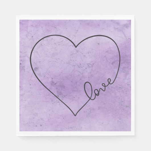 Paarse bruiloft hart Waterverf Grunge Jubileum Servet (Voorkant)