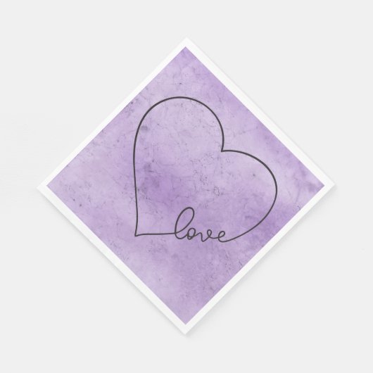 Paarse bruiloft hart Waterverf Grunge Jubileum Servet (Hoek)