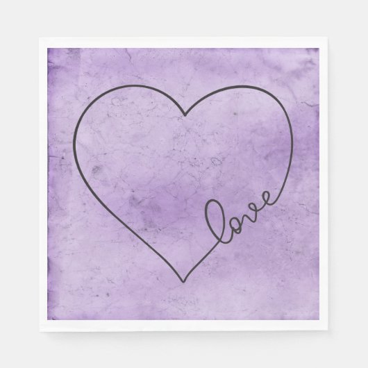 Paarse bruiloft Heart Lavender Waterverf Love Servet (Voorkant)