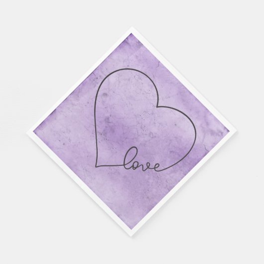 Paarse bruiloft Heart Lavender Waterverf Love Servet (Hoek)