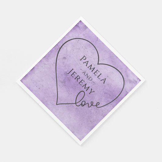 Paarse bruiloft Heart Lavender Waterverf Love Servet (Hoek)