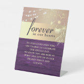 Paarse bruiloft herdenkingstafel voetstuk reclamebord met voetstuk (Voorkant)