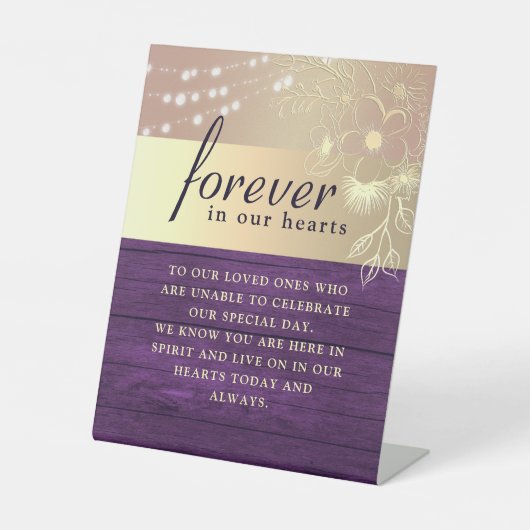 Paarse bruiloft herdenkingstafel voetstuk reclamebord met voetstuk (Voorkant)