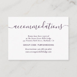 Paarse bruiloft hotel accommodatie Kaarten