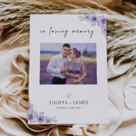 Paarse bruiloft in liefdevolle herinnering foto te kaart