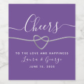 Paarse bruiloft juichen wijnlabel wijn etiket (Enkel label)