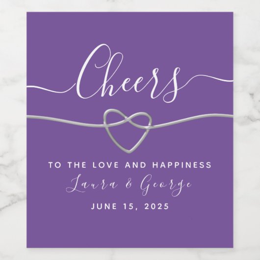 Paarse bruiloft juichen wijnlabel wijn etiket (Enkel label)