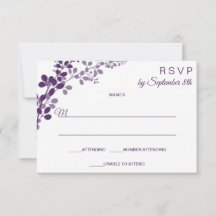 Paarse Bruiloft Kleine RSVP / Antwoord Ansichtkaar