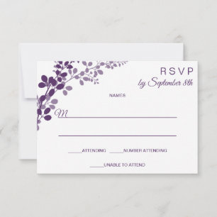 Paarse Bruiloft Kleine RSVP / Antwoord Ansichtkaar Kaart