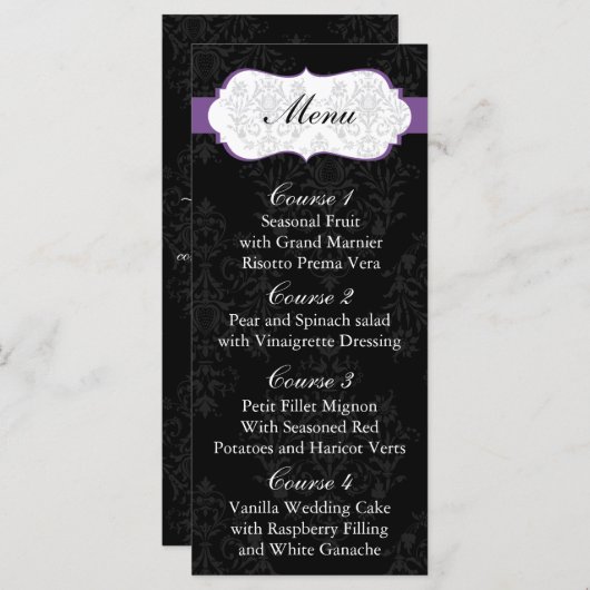 paarse bruiloft menu (Voorkant / Achterkant)