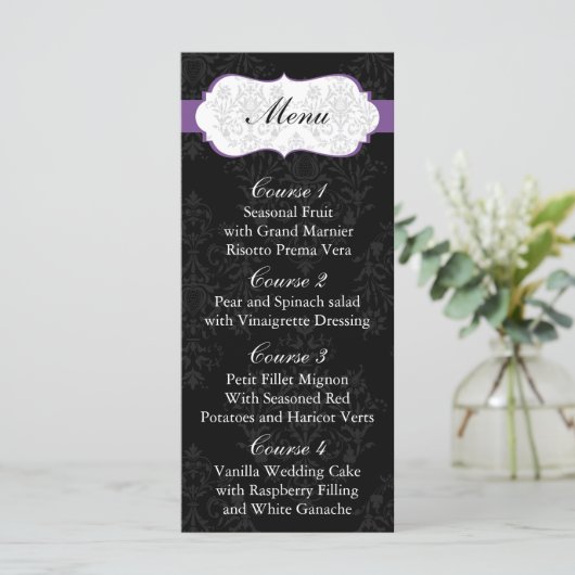 paarse bruiloft menu (Staand voorkant)