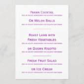 Paarse bruiloft menu bellen en lint (Achterkant)