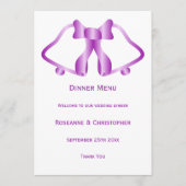 Paarse bruiloft menu bellen en lint (Voorkant)