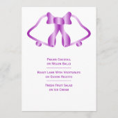 Paarse bruiloft menu bellen en lint (Achterkant)