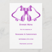 Paarse bruiloft menu bellen en lint (Voorkant)