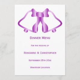 Paarse bruiloft menu bellen en lint