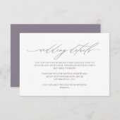 Paarse bruiloft met kalligrafie — Gegevens Informatiekaartje (Voorkant / Achterkant)