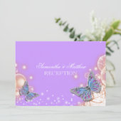 Paarse bruiloft met vlinder kaart (Staand voorkant)
