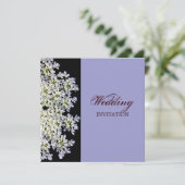 paarse bruiloft met witte flora kaart (Staand voorkant)
