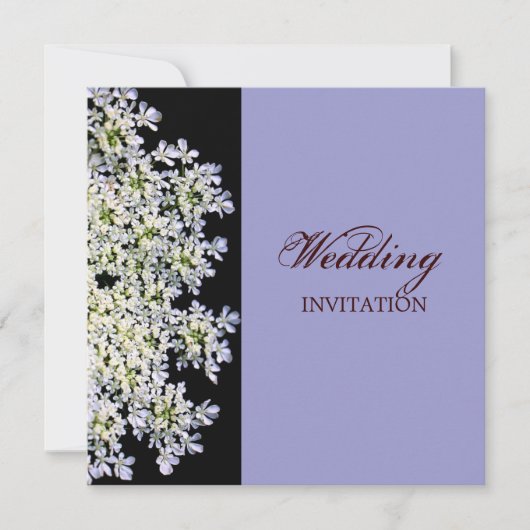 paarse bruiloft met witte flora kaart (Voorkant)